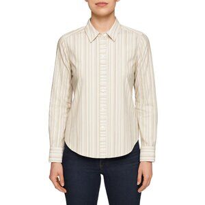 Foxcroft Women’s Non-Iron Stripe Long Sleeve Stretch Cotton Shirt SZ 6